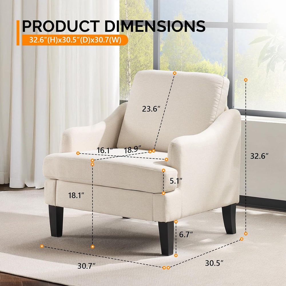 VINGLI Accent Chairs Set of 2, Modern Small Compact Upholstered Armchair