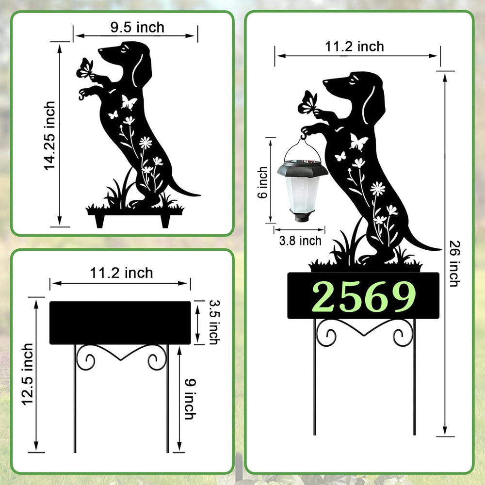 Solar House Numbers for Outside,Dachshund Address Signs for Houses Yard