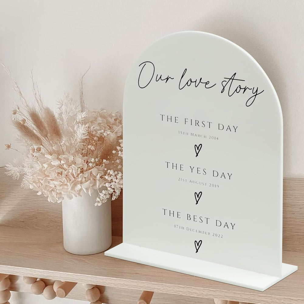 8x10 Inch Blank White Arch Acrylic Sign with Stand 1/8 inch Thick