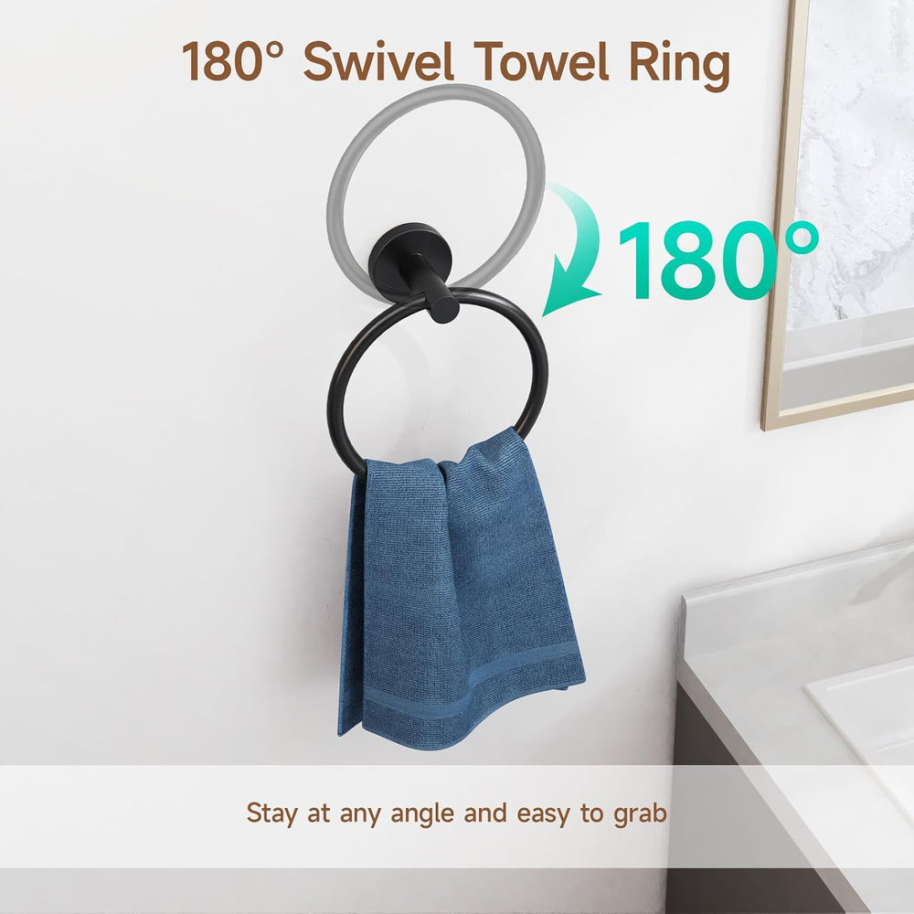 USHOWER 4PCS Matte Black Bathroom Accessories Set, 18-Inch Towel Bar Set