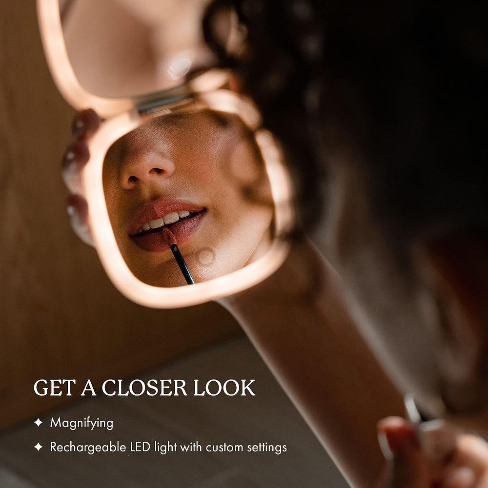 Vanity Planet Pocket Makeup Mirror with Lights & Magnification, Moda - Mi...
