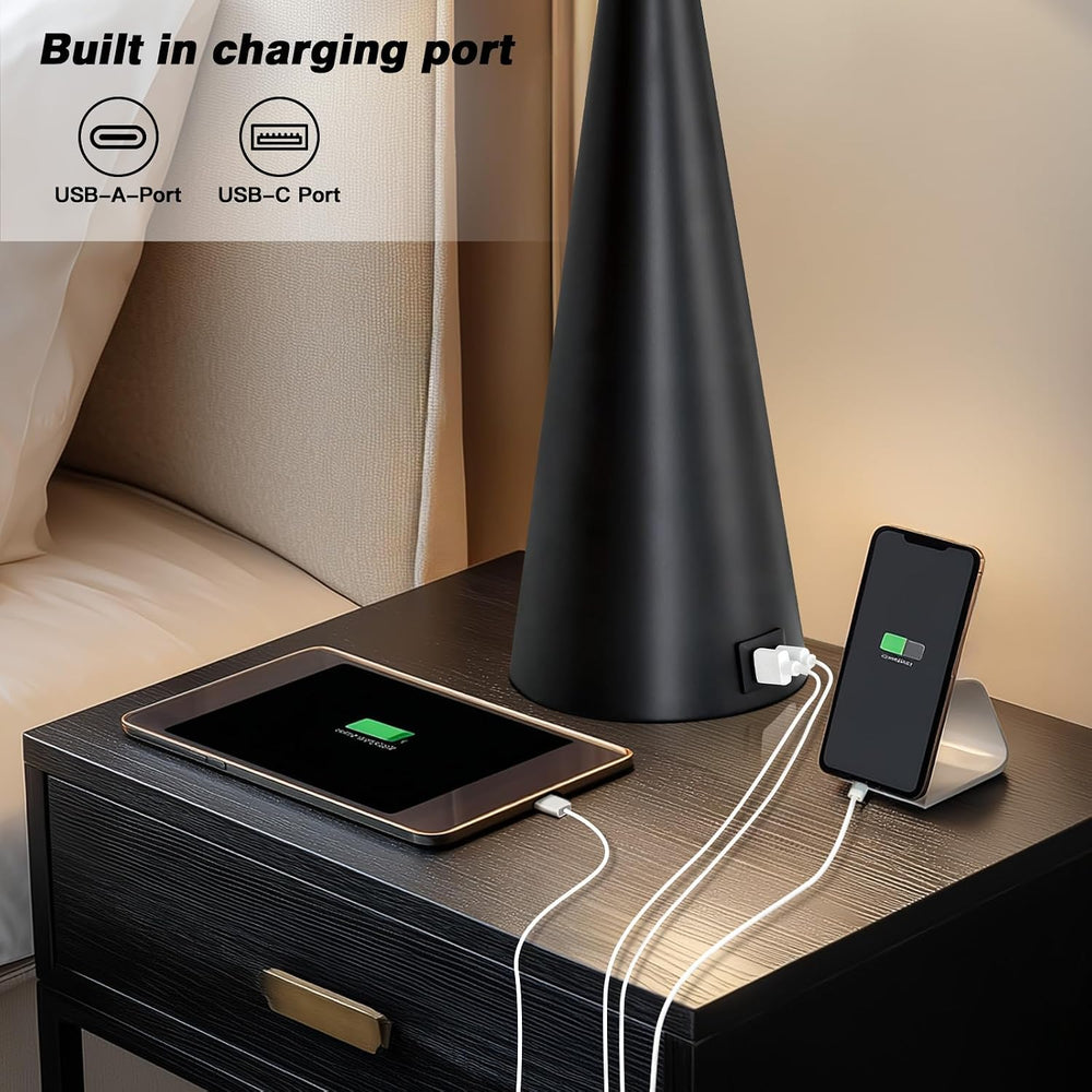 Rinweey 28" Black Table Lamps Set of 2, Touch Control Tall Living Room L...