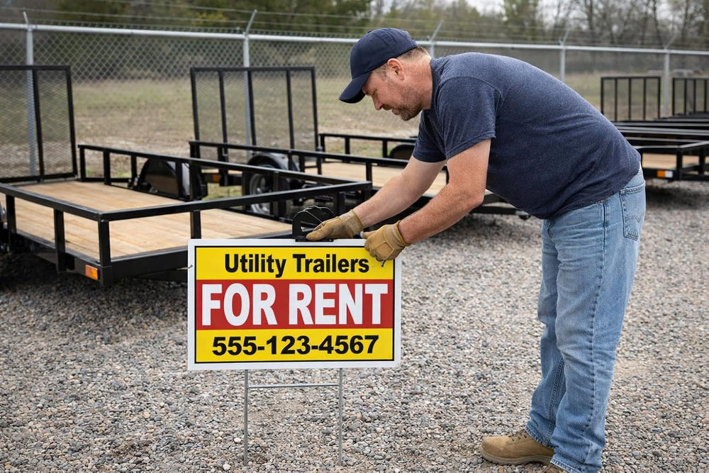 18x24 Custom For Rent Yard Signs 2 Pack, Double Sided, Metal H-Stakes