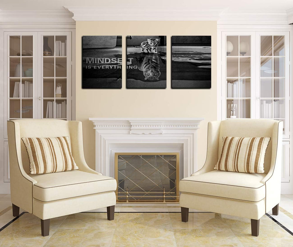 3 Panels Mindset is Everything Motivational Canvas Wall Art Inspirational Ent...