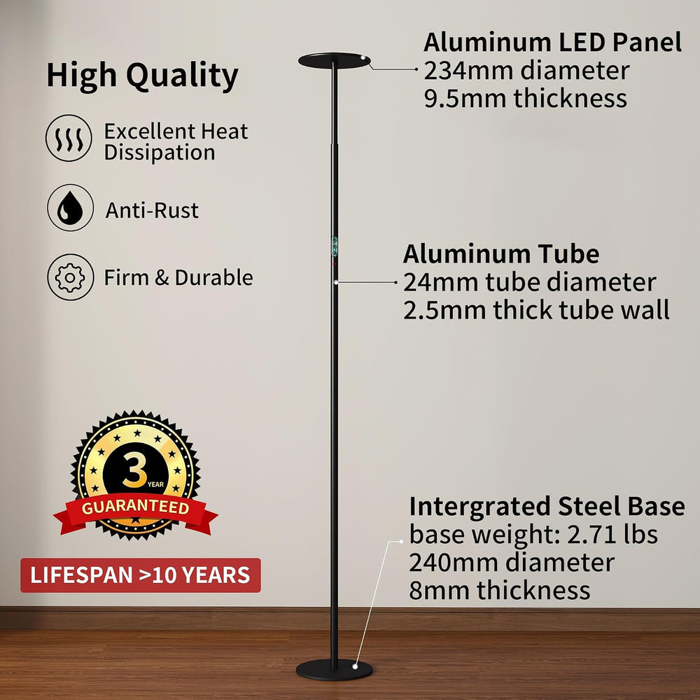 chiphy 60W Torchiere Lamp, 76'' Dimmable Tall Lamp, Bright Sky Floor ...