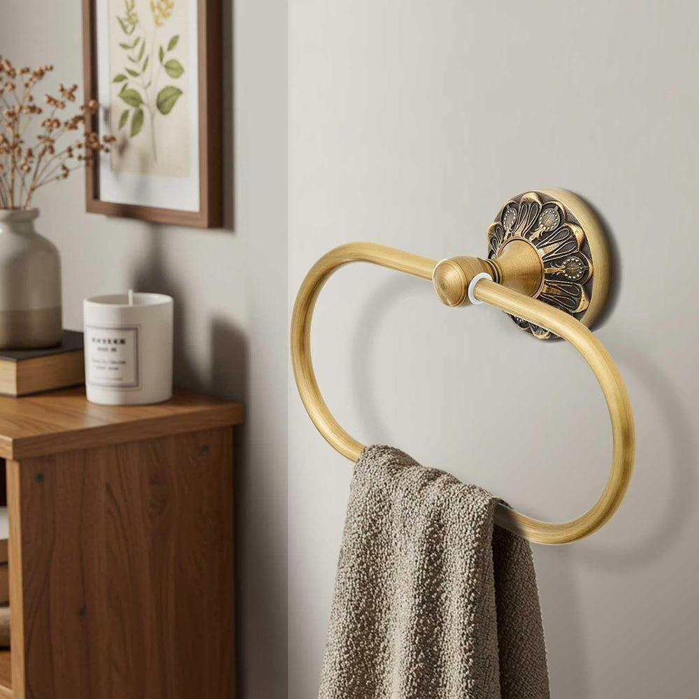 2 Pcs Toilet Paper Holder Towel Ring, Brass, Rectangle