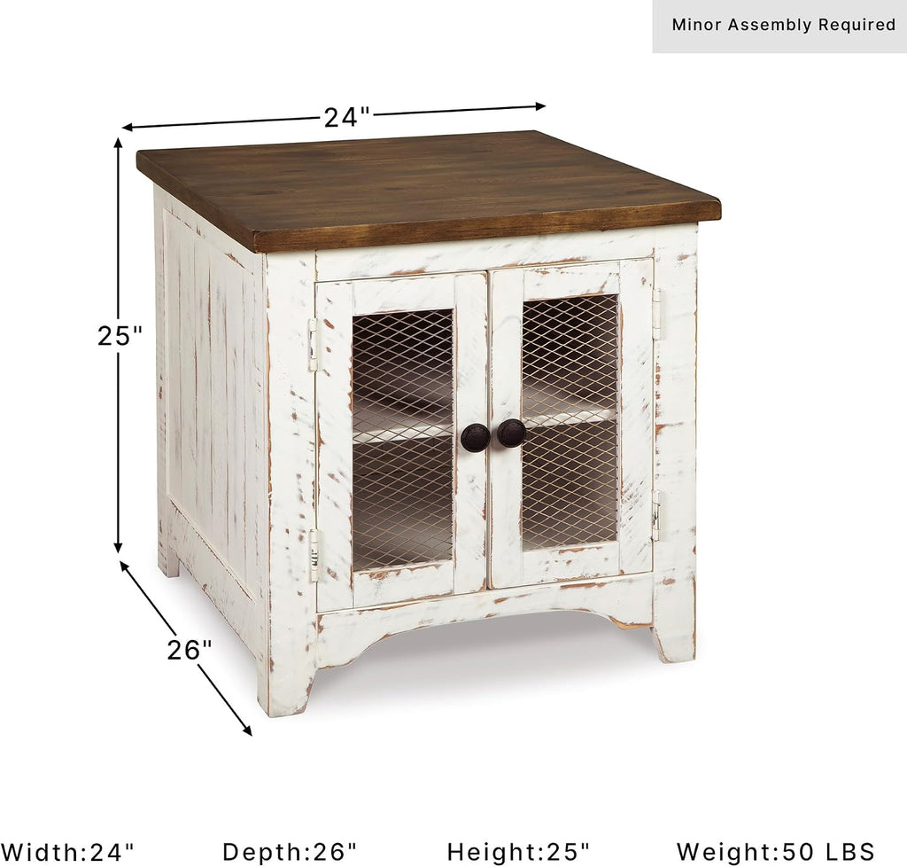 Signature Design by Ashley Wystfield End Table with Storage, White/Brown