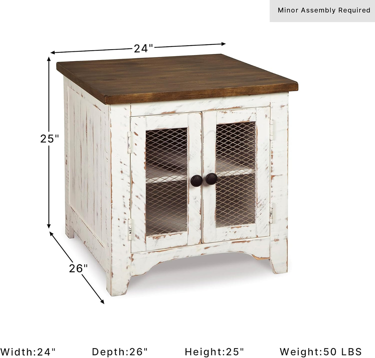 Signature Design by Ashley Wystfield End Table with Storage, White/Brown
