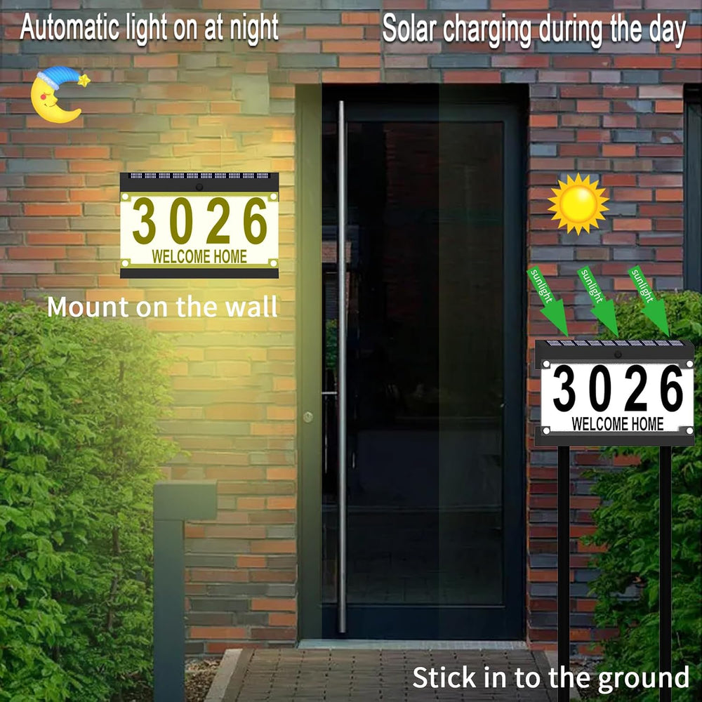 Acrylics Solar Address Numbers Sign for House with Double Stakes