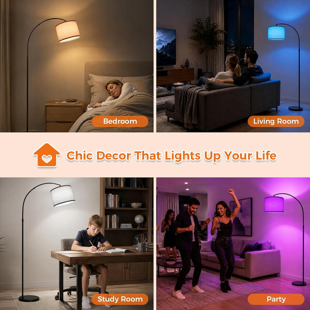Unicozin Arc Floor Lamp, 2000LM 18W Bright LED Dimmable Tall Standing Lamp