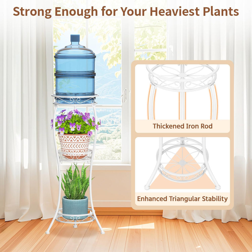 LASZOLA 3 Tiers Metal Corner Plant Flower Stand Tall Indoor Outdoor, White