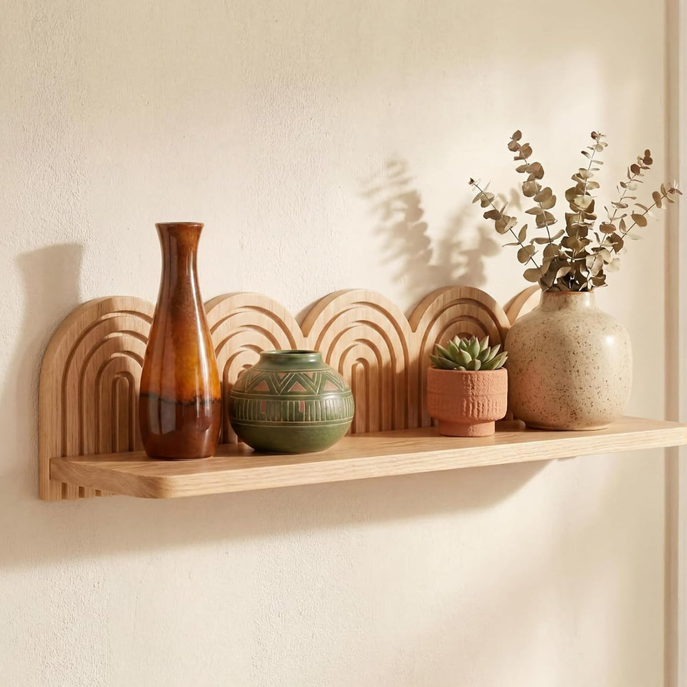 Briwooody Mid Century Floating Shelves Boho Wall Art Modern Rainbow Arch