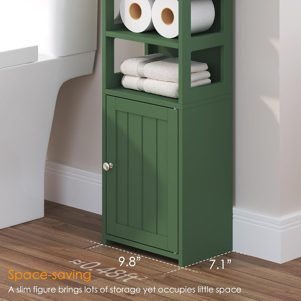 Small Bathroom Storage Cabinet 39"H Narrow Corner Floor Cabinet, Green