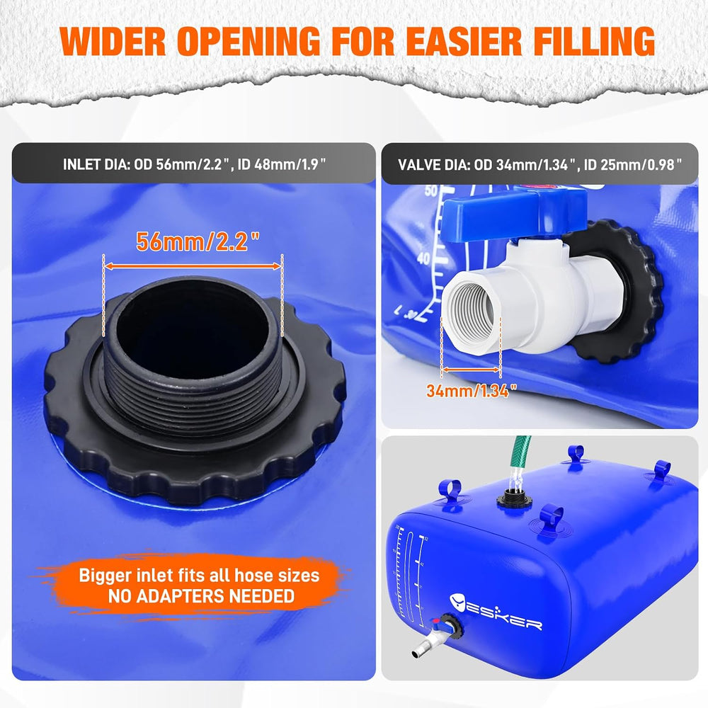 Yesker 63 Gallon Portable Water Tank Bladder for Camping Containers