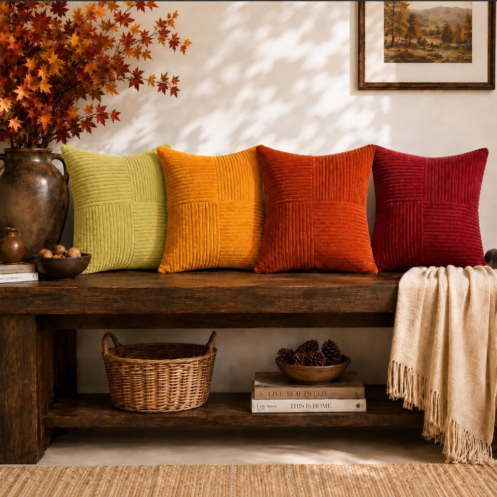 Topfinel Fall Burnt Orange Decorative Throw Pillows Covers 24x24,Soft Corduro...
