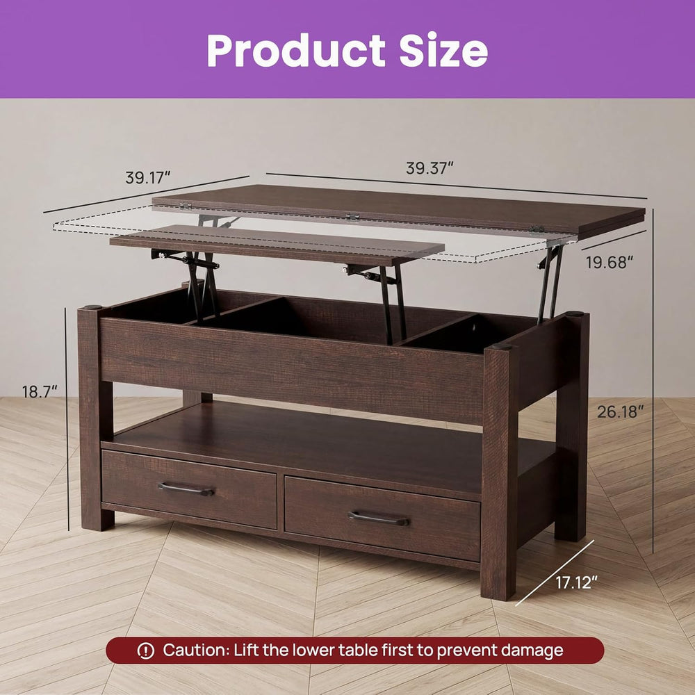 DUMOS 39.4" Convertible Lift Top Coffee Table, 4 in 1 Multifunctional Table
