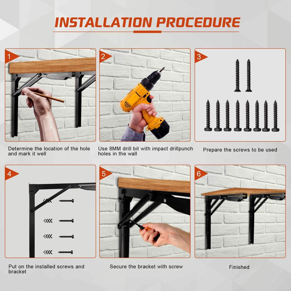 Ultrawall 24 inch Folding Shelf Brackets, Steel Wall Mounted Shelf Bracket