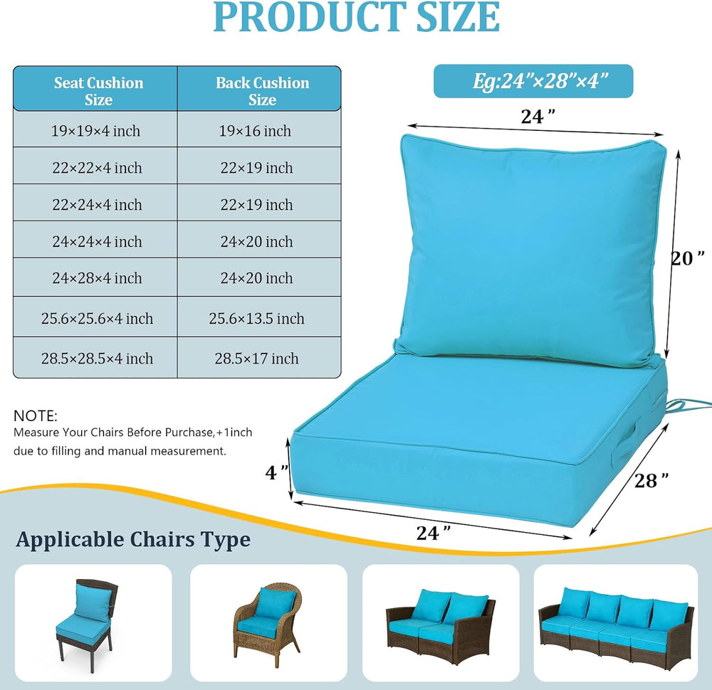 24x28“ Outdoor Deep Seat Cushions Set of 4, Patio Replacement Foam Cushions f...