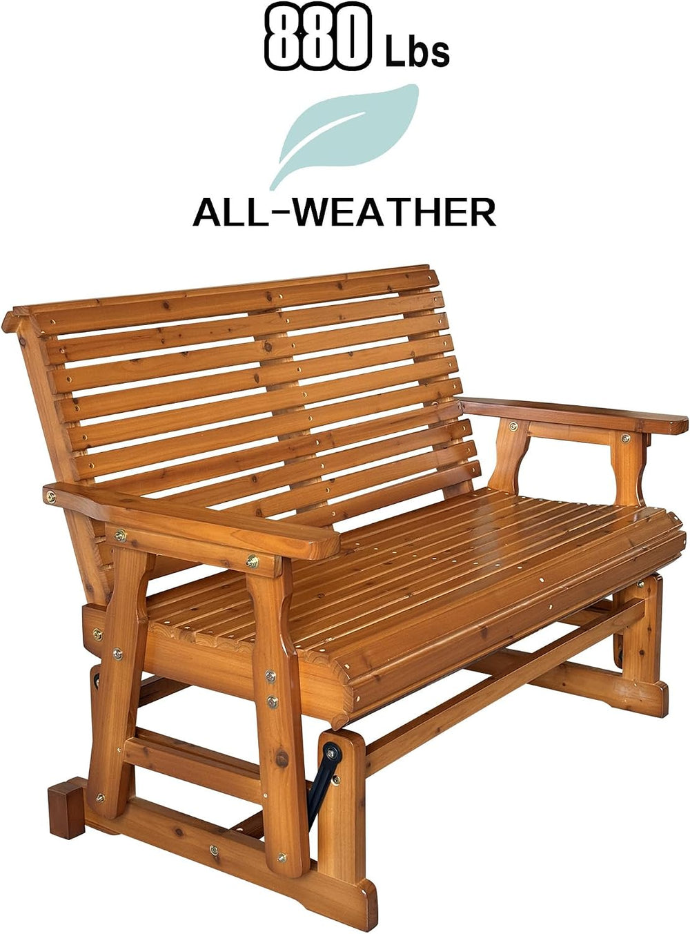 Fortune Candy Wooden Patio Glider, 4-feet, Cedar Tone PU