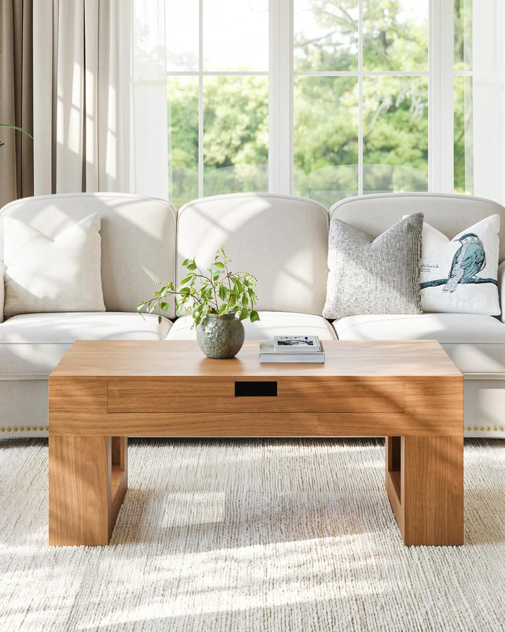 Lift Top Coffee Table with Puzzle Tray, Modern Wood Center Table with Hidden ...