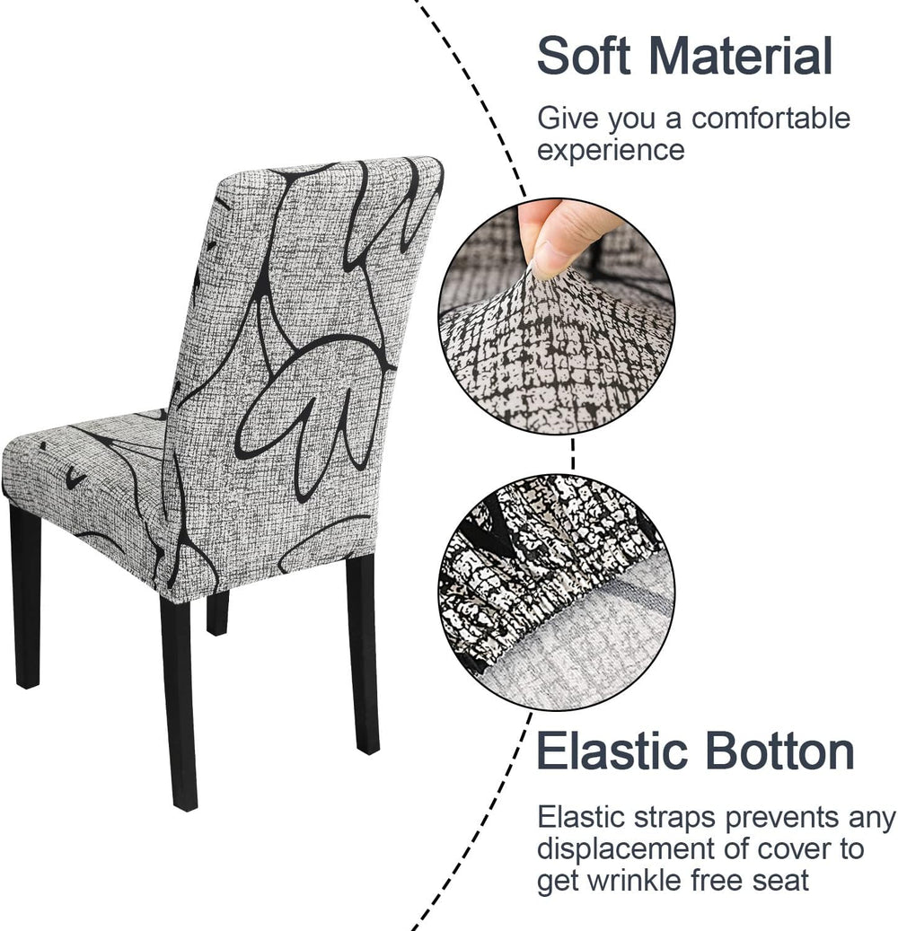 JQinHome Pattern Chair Covers for Dining Room Set of 8, High Stretch Removabl...