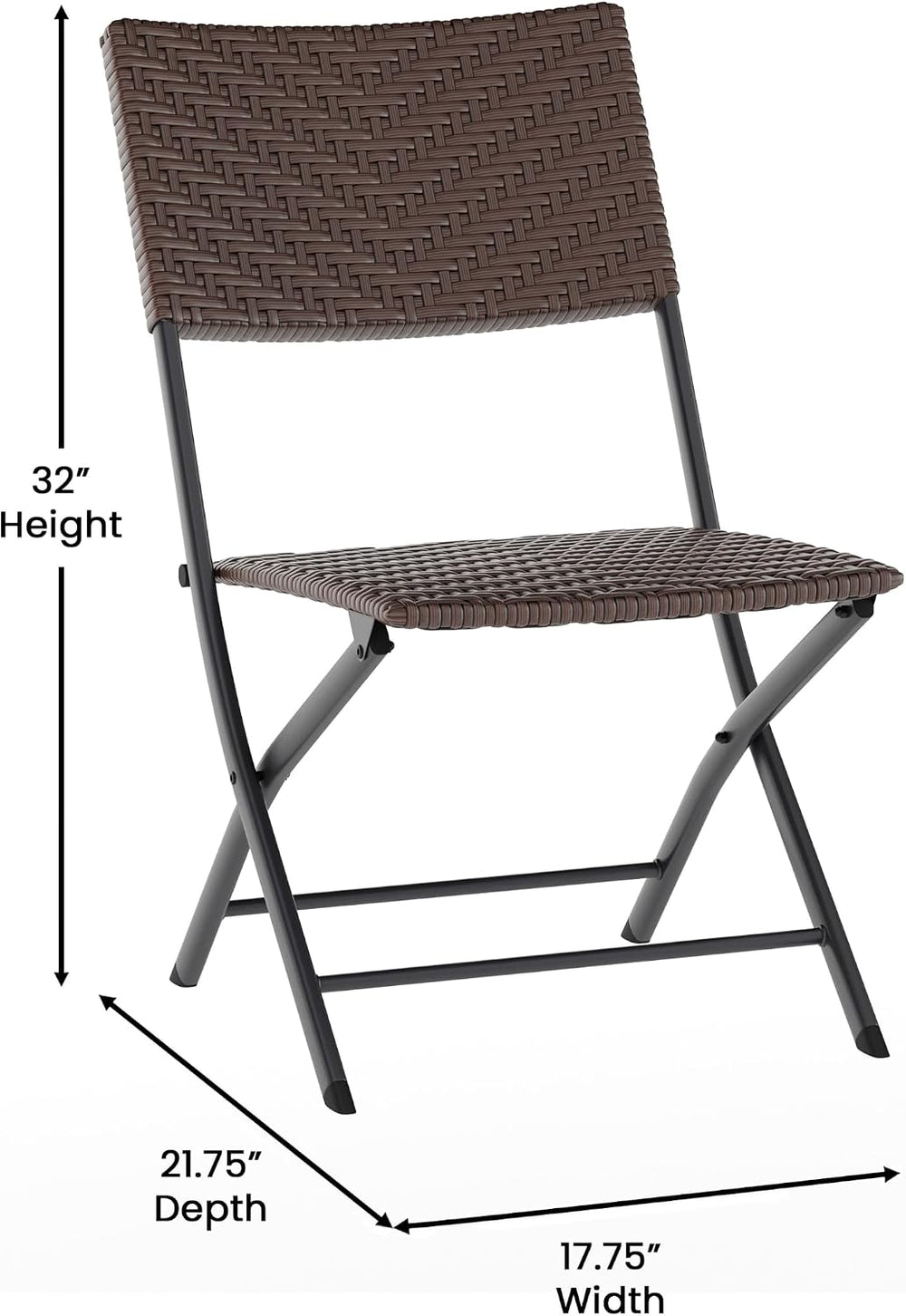 EMMA + OLIVER Brown/Black Three Piece Folding Bistro Set