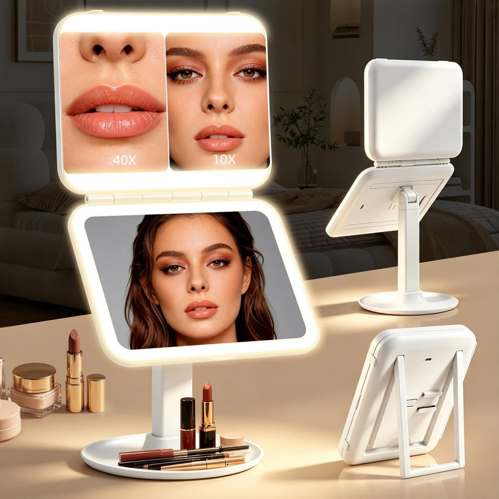 Vanity Makeup Mirror with Lights, Large Lighted 10X & 40X Magnifying Mirror