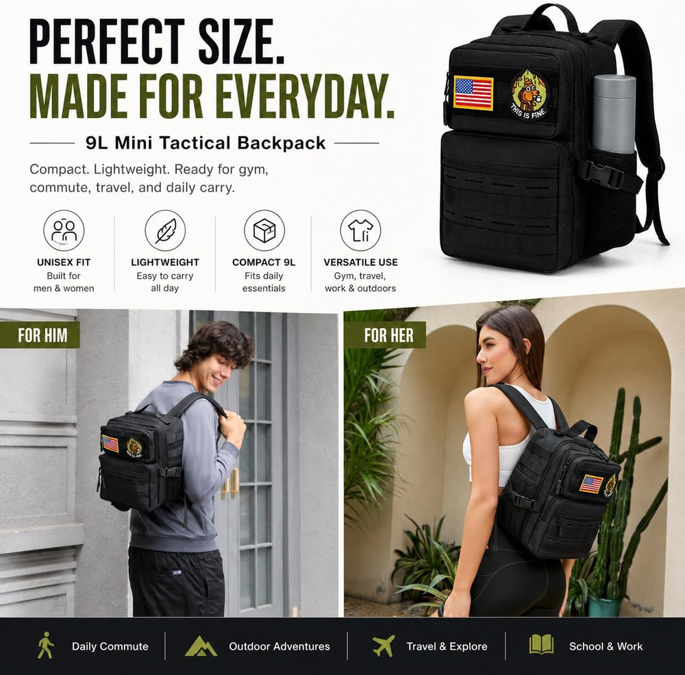 9L Mini Tactical Backpack Small Military Gym Bag for Men Women Molle Daypack ...