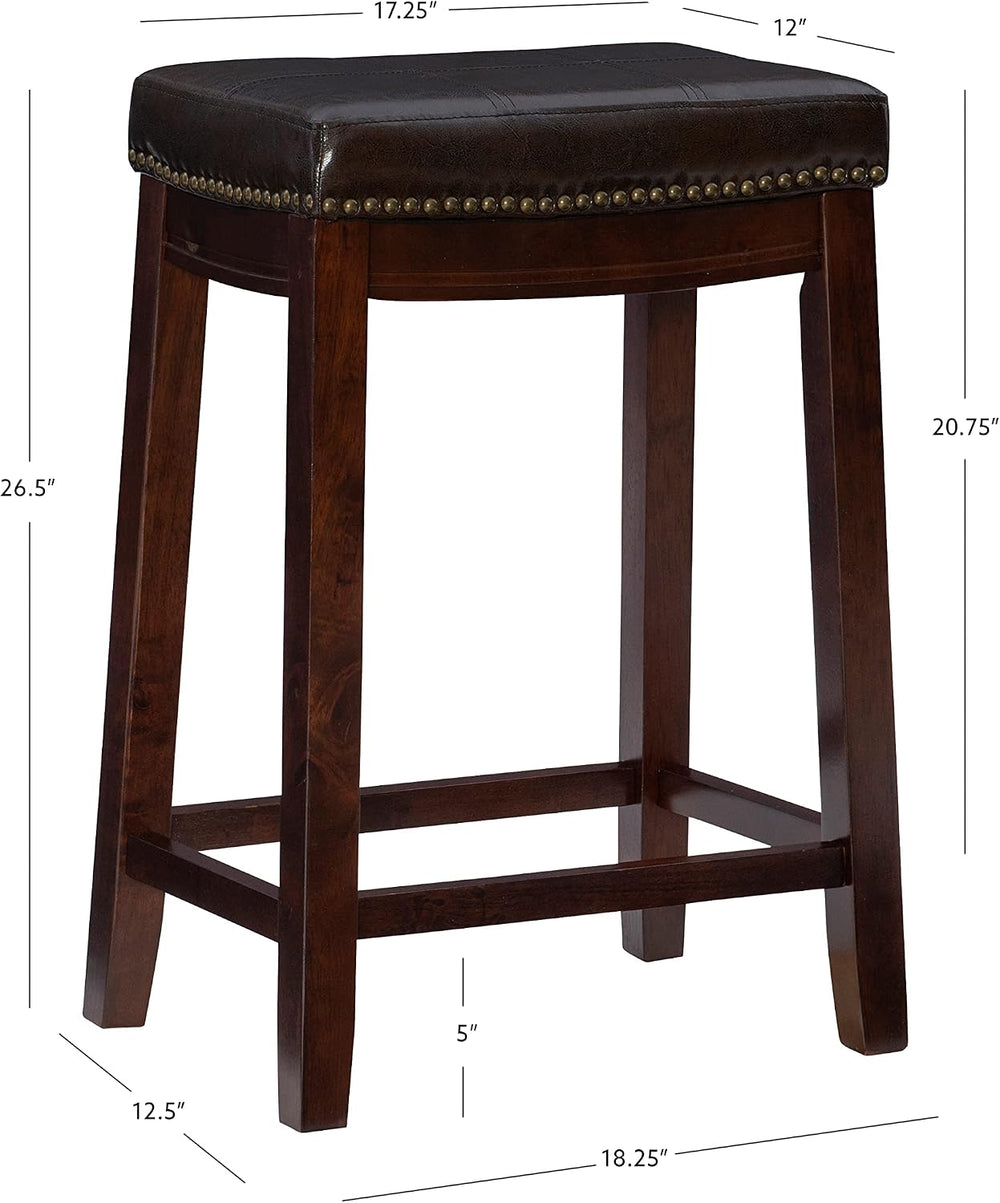 Linon Home Décor Kingston Backless Linon Claridge Stool, Counter Height, Brow...