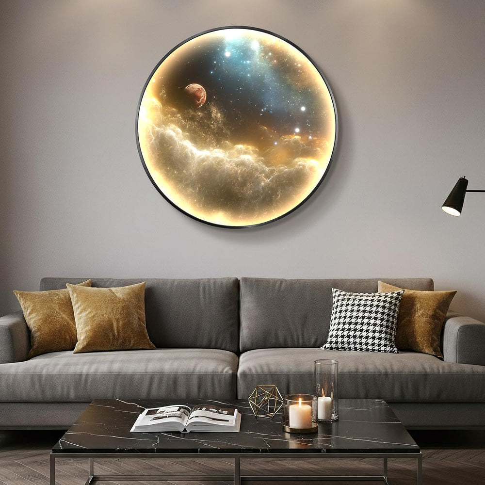 Framed LED Space Wall Art for Living Room, Modern Galaxy Artwork, 30x30 In