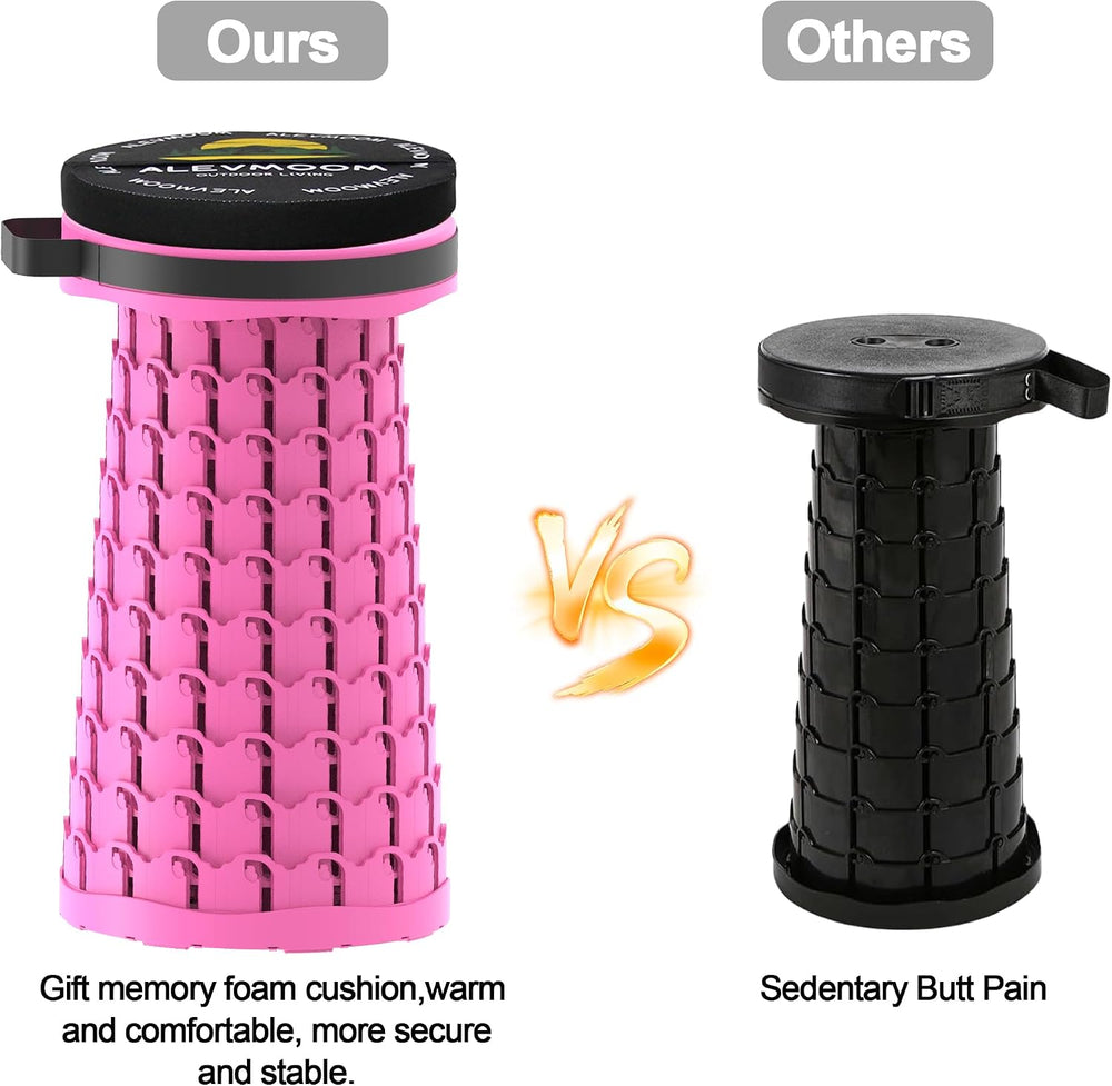 ALEVMOOM Upgraded Collapsible Stool with Cushion & Bag, 18" H Portab...