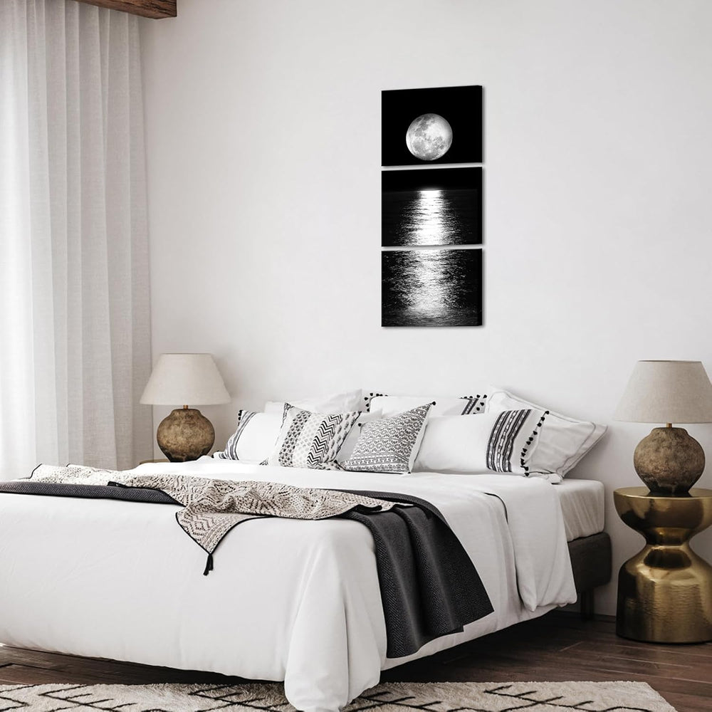 Artmyharbor 3 Pieces Full Moon Phase Vertical Wall Art