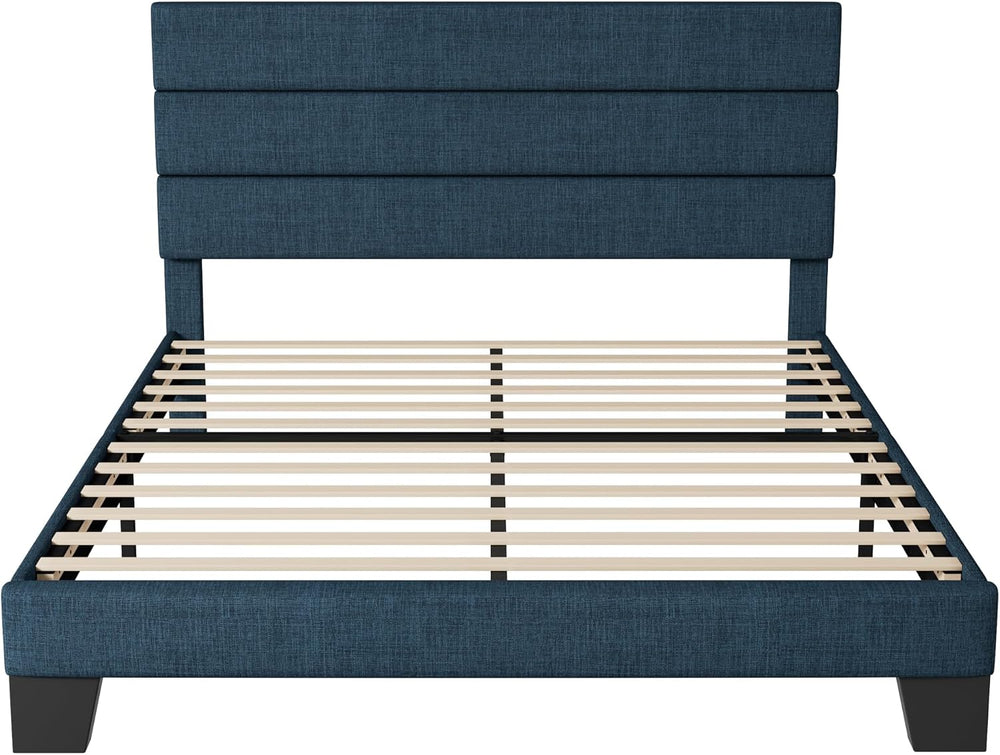 Allewie Queen Size Platform Bed Frame with Fabric Upholstered Headboard