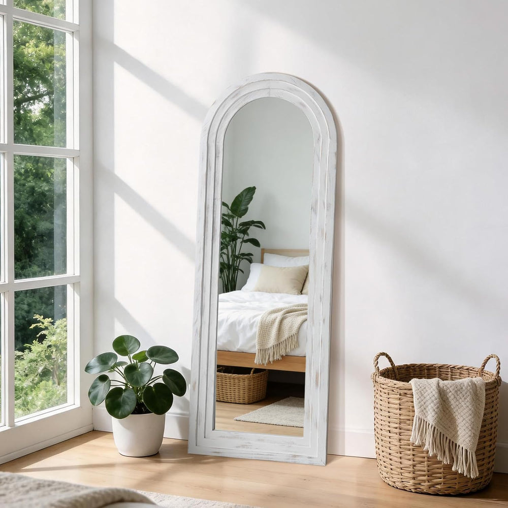 MirrMuse Arched Floor Full Length Mirror with Wood Frame, 56"x21" R...