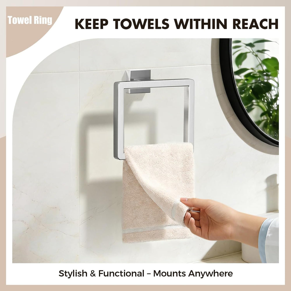 10-Pieces Brushed Nickel Bathroom Accessories Set, 16 Inch Towel Bar Set