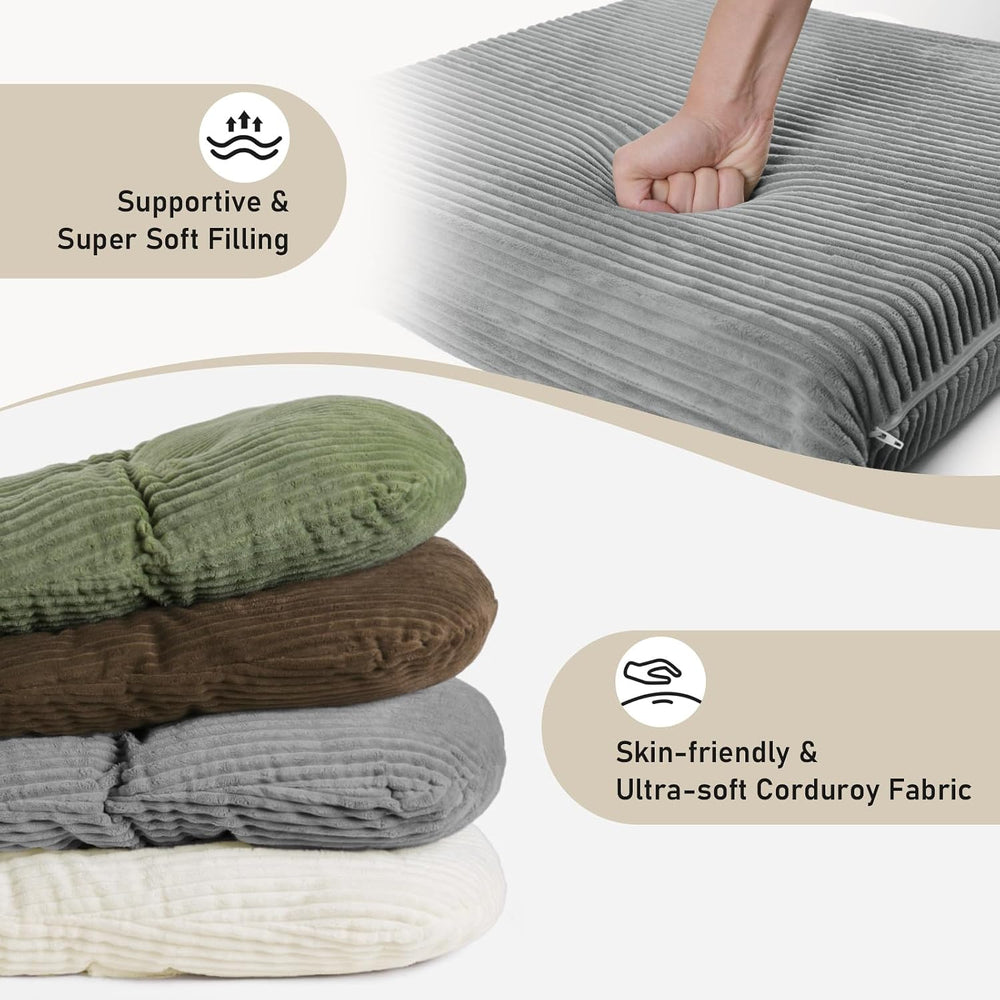 5PCS Glider Rocker Replacement Cushions with Storage Side Pockets, Grey