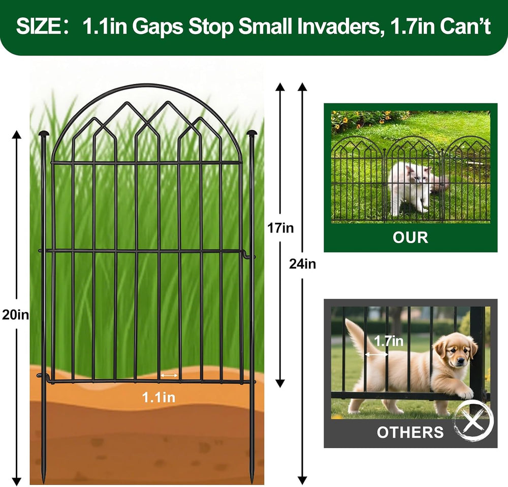 Decorative Garden Fence 17in x 28ft (26 Panels), Rustproof Metal No Dig Arche...