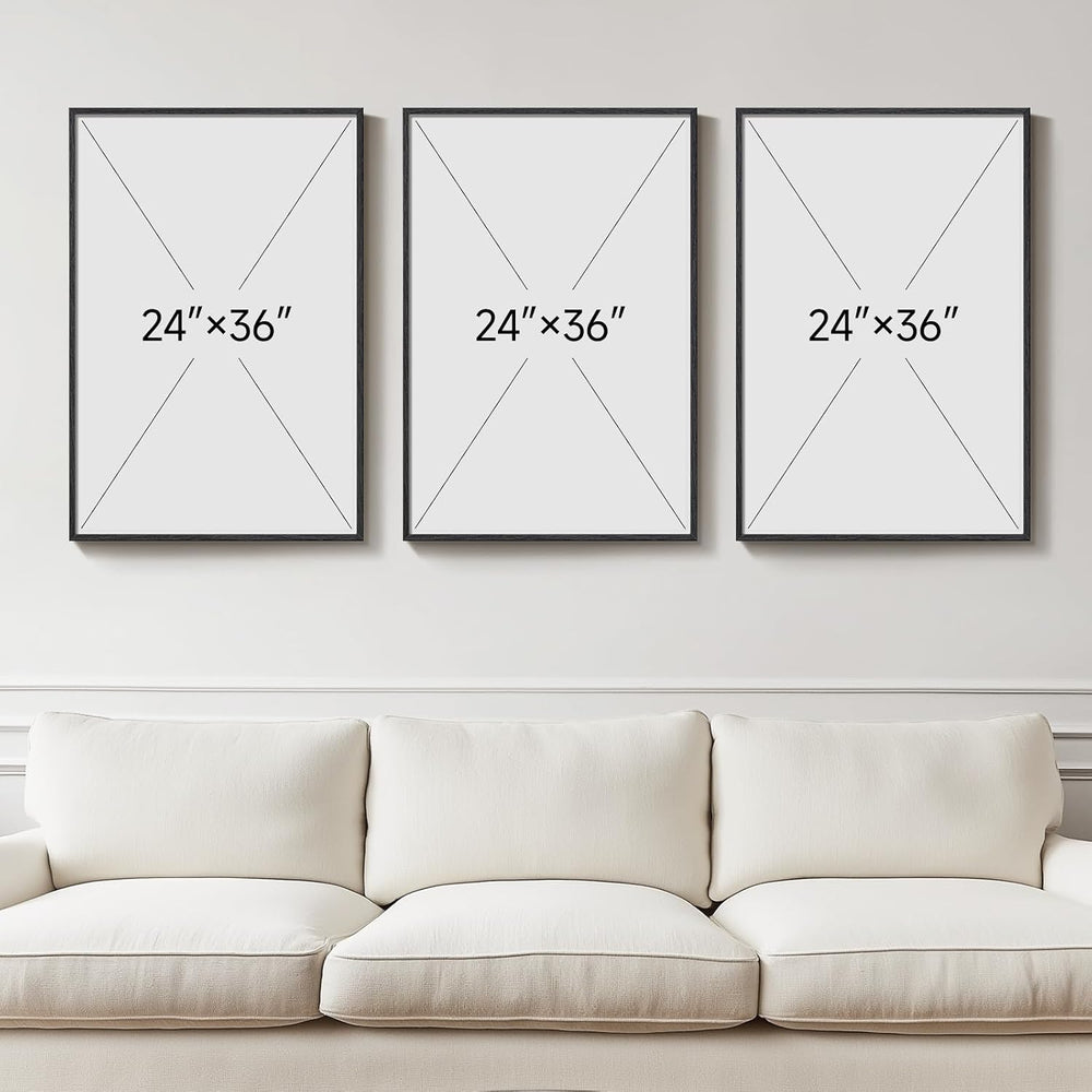 Large Framed Modern Luxury Wall Art for Living Room, 3 Piece 24x36 Inch