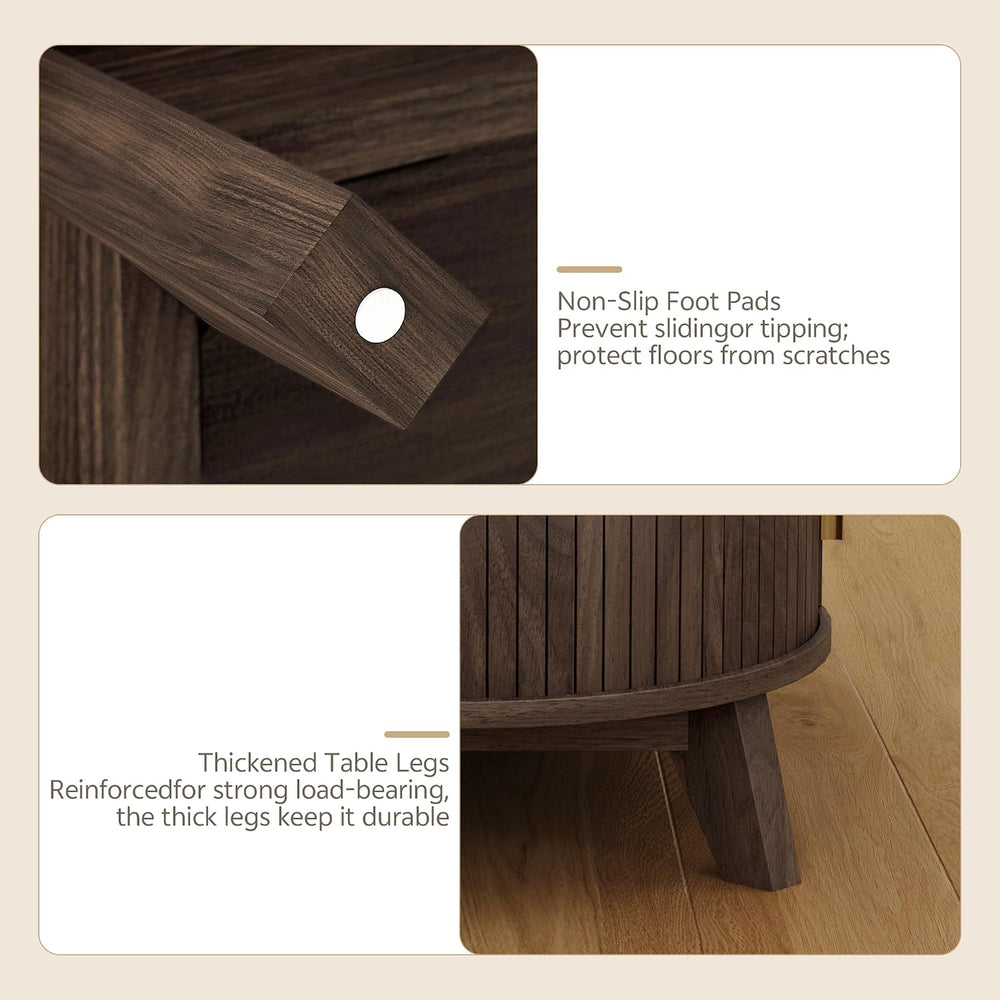 Coffee Table, Dual Oval Coffee Table for Living Room, 47'' Walnut