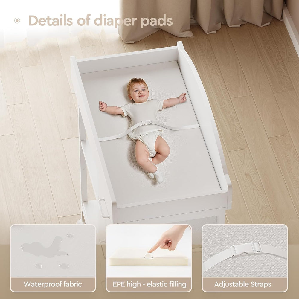 Yetom Changing Table, 3 Drawers&2 Shelves, Changing Table Dresser, White