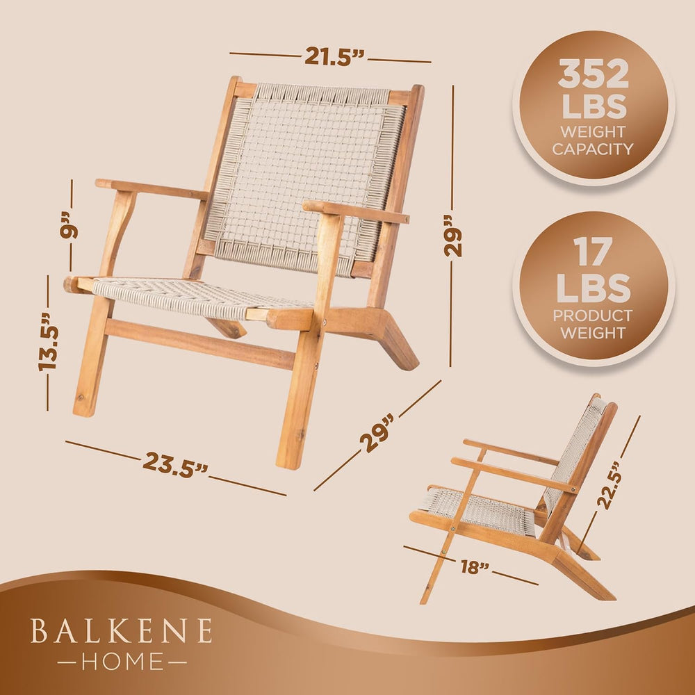 Balkene Home 63635 Vega Natural Stain Outdoor Chair Acacia Wood Construction ...