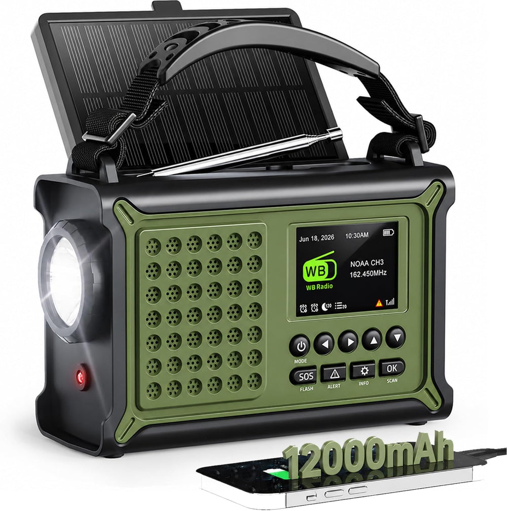 Emergency Weather Radio with Solar Hand Crank, S.A.M.E Localized NOAA Alert