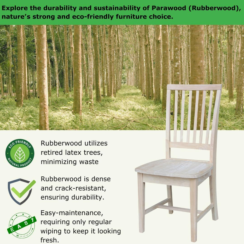 IC INTERNATIONAL CONCEPTS Solid Wood Set of 2 Mission Chairs, Unfinished