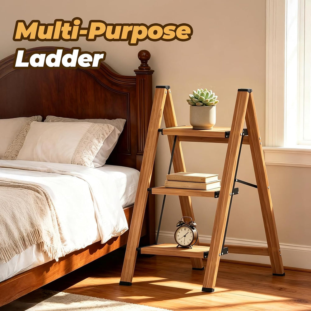 HBTower 3 Step Ladder, Lightweight Aluminum Folding Step Stool