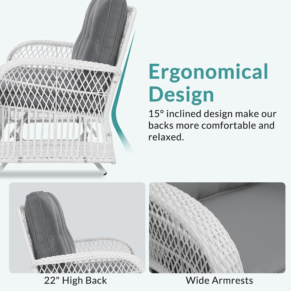 MEETWARM Outdoor Wicker Patio Glider Set, Loveseat for 2 Person Porch Furnitu...