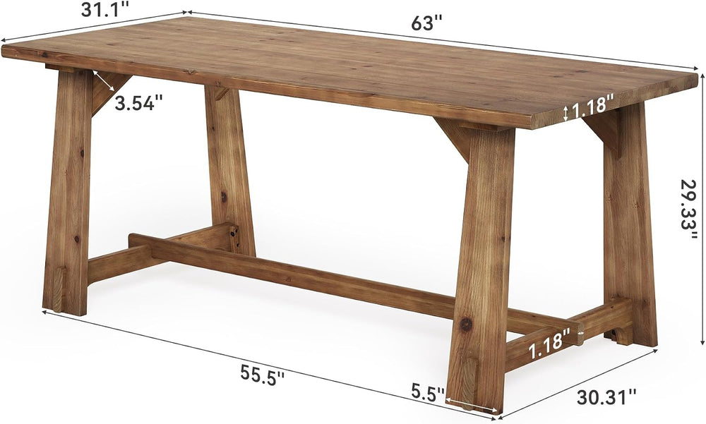 LITTLE TREE 63" Long Large Wood Desks, Farmhouse Office Desk