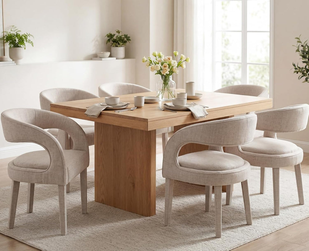 Shunzhi Modern Upholstered Dining Chairs Set of 6, Barrel Dining Room Chairs,...