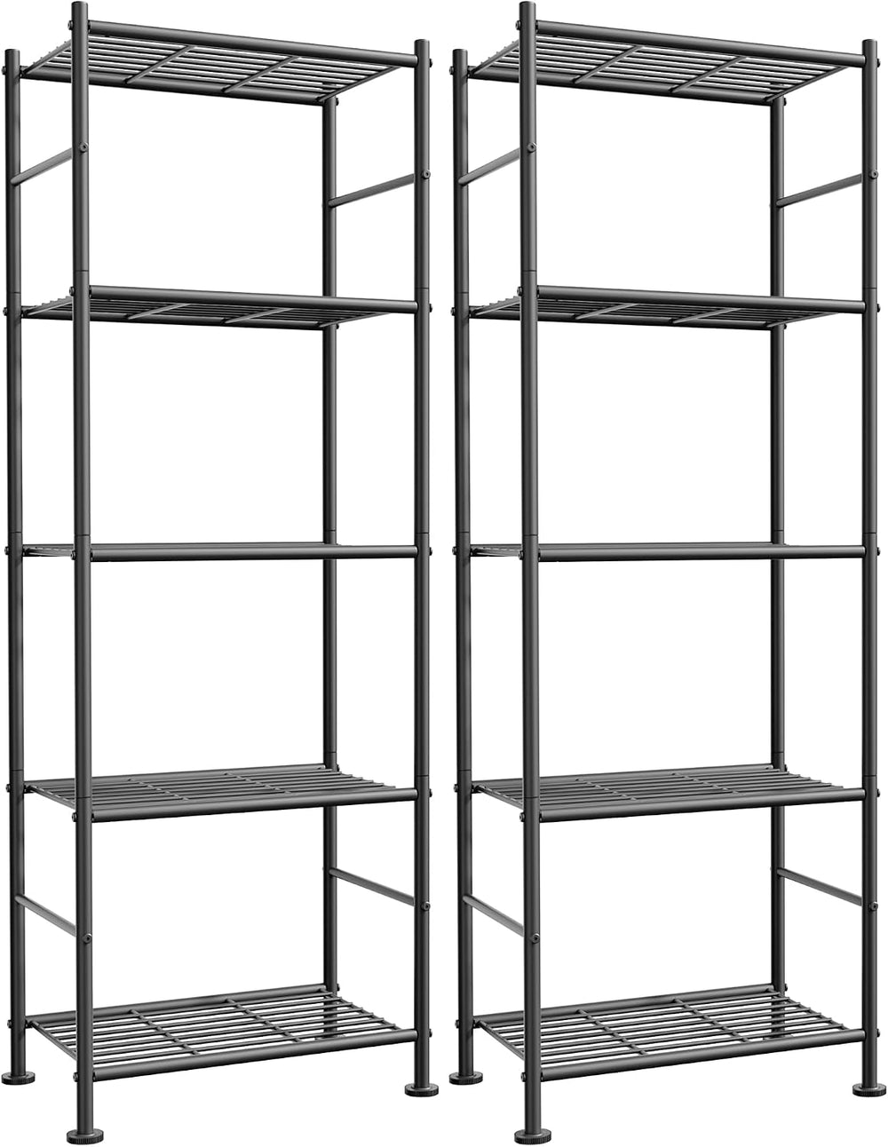 Sakugi 2-Pack 5-Tier Metal Storage Shelves, 18.4"x12.6"x57.4",...