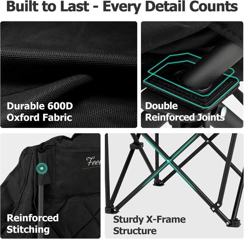 Overmont 2-Pack Oversized XL Camping Chairs - 500 lb Support