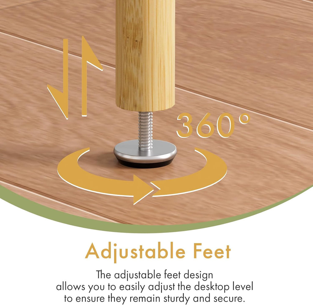 2 Tier Bamboo Narrow End Table, No Tool Assembly Bedroom Bedside Table, Small Space Nightstand, Bathroom Storage, Sofa Side Table, Entryway Table